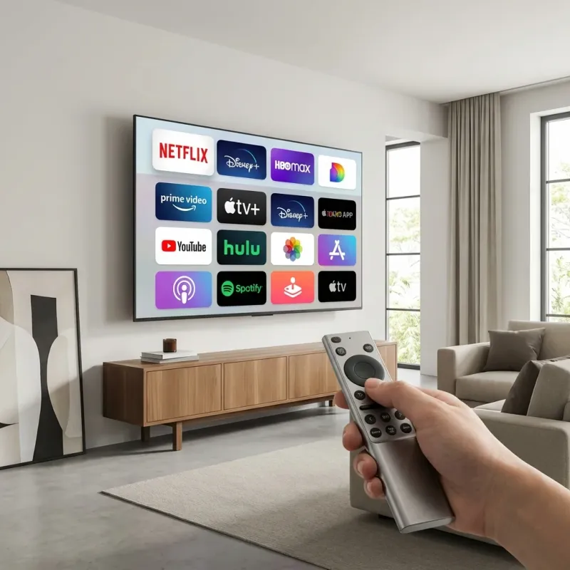 Multiple streaming apps displayed on Smart TV